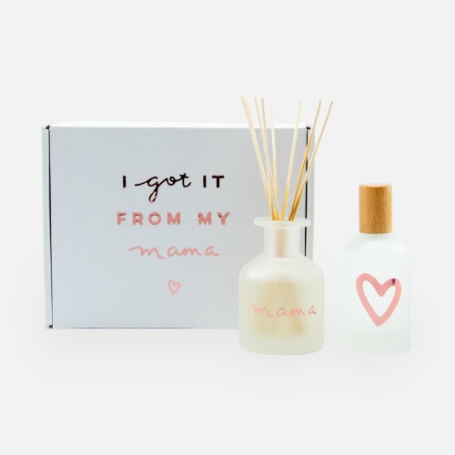boîte cadeau de luxe avec diffuseur de parfum 100ml et spray d'ambiance 100ml - blanc effet grivé