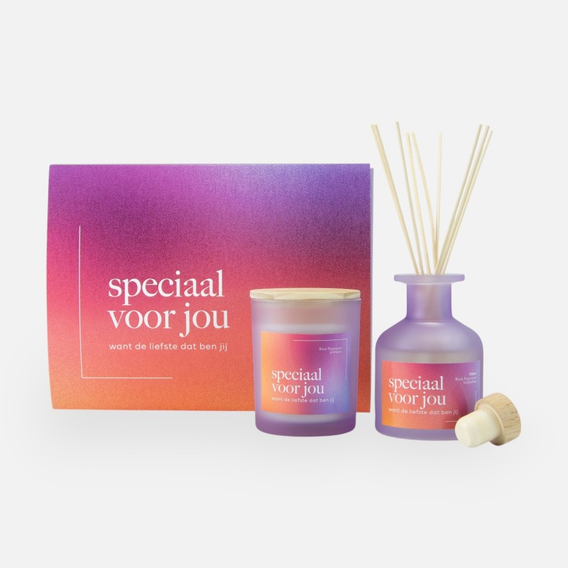 gepersonaliseerde luxegiftbox geurkaars & diffuser gevuld - speciaal voor jou
