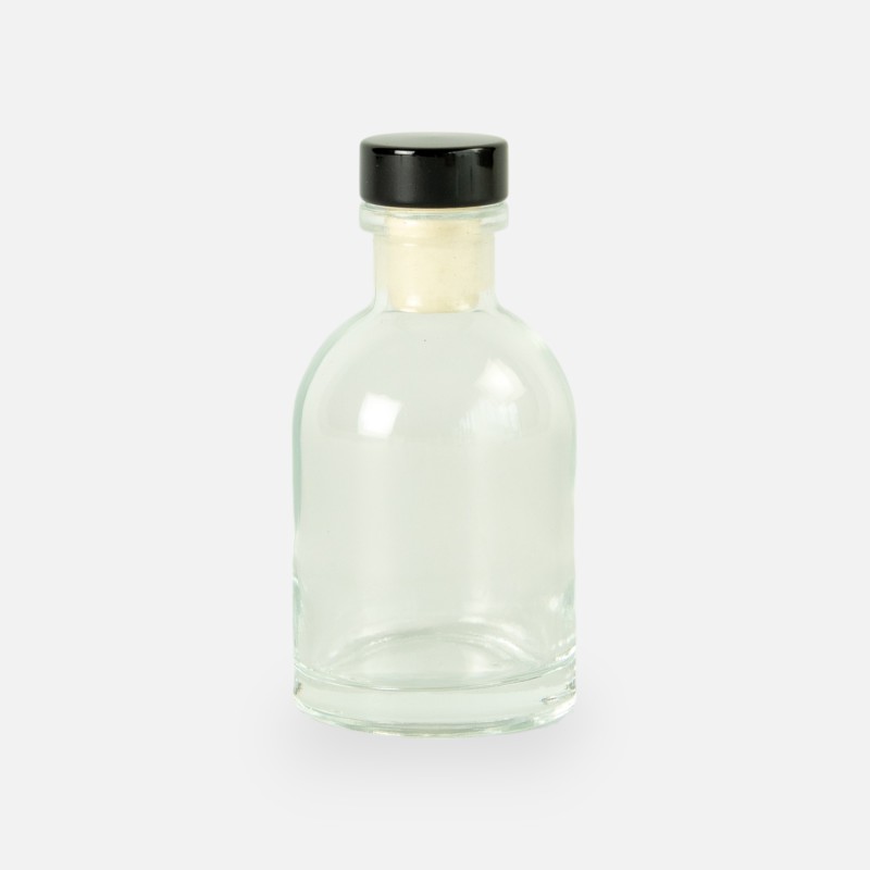Petite bouteille de luxe transparant bouchon noir - 50 ml