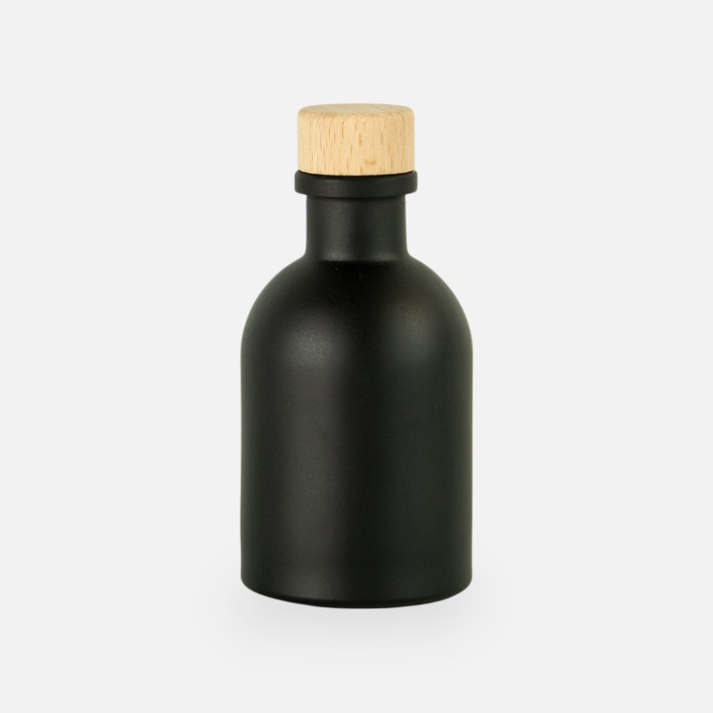 Petite bouteille de luxe noir bouchon en bois - 50 ml