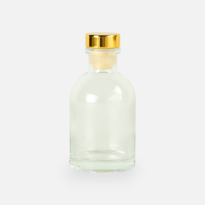 Luxe flesje transparant met gouden dop - 50 ml