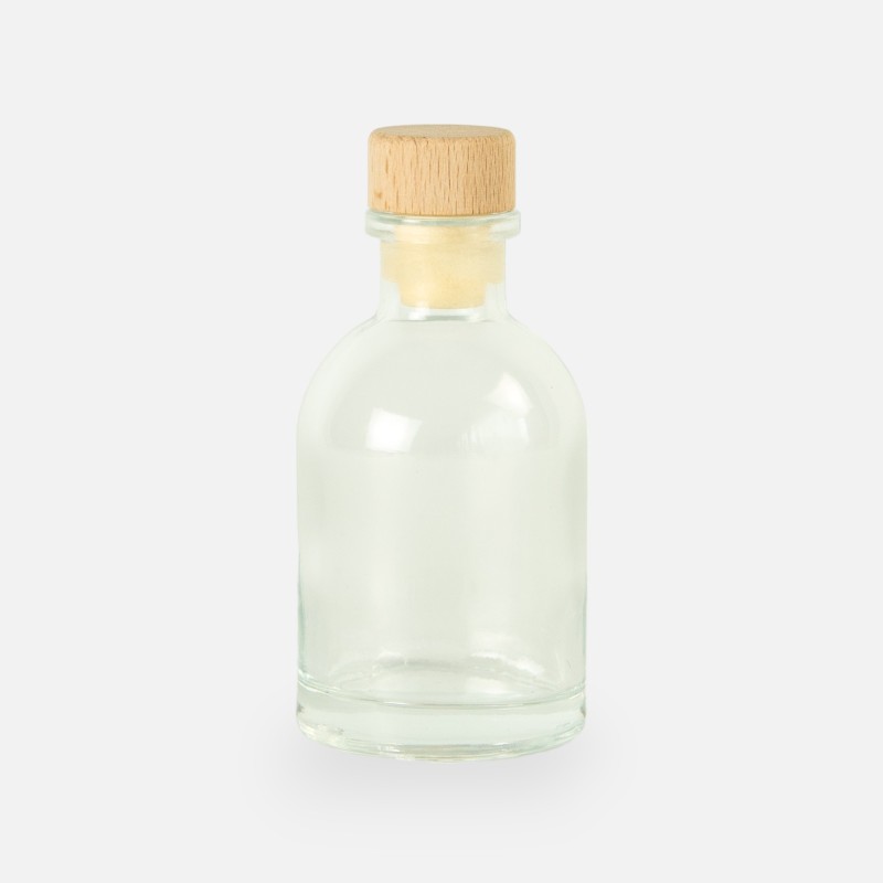 Luxe flesje transparant met houten dop - 50 ml