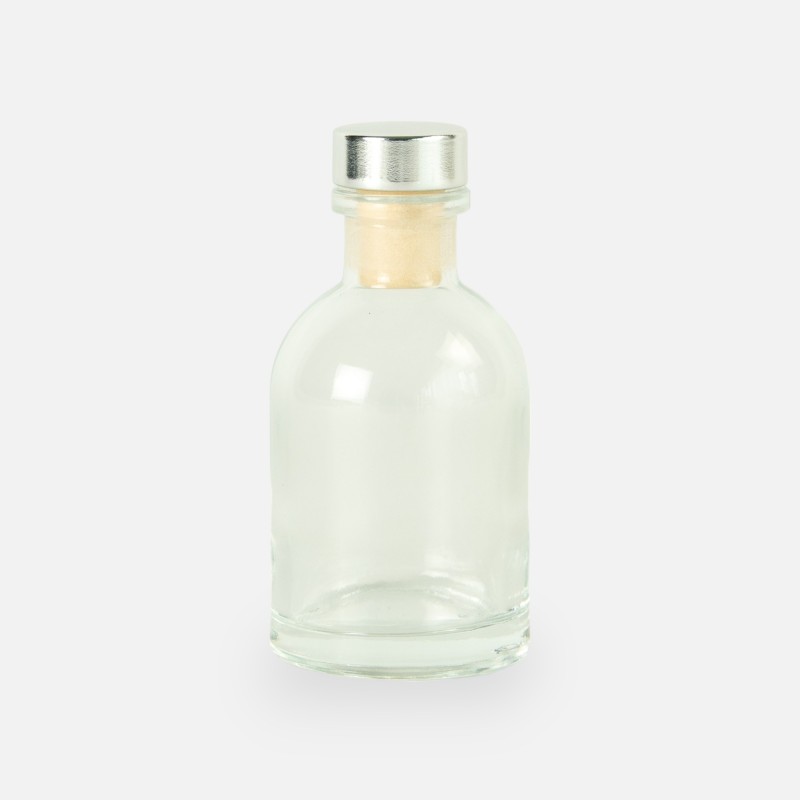 Luxe flesje transparant met zilveren dop - 50 ml
