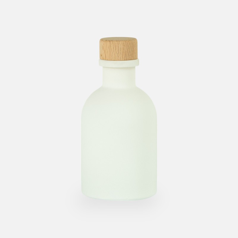 Luxe flesje wit met houten dop - 50 ml