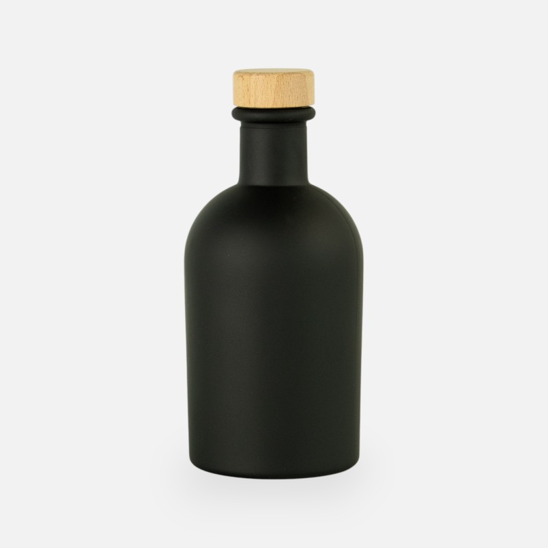 Luxe fles zwart met houten dop - 250 ml