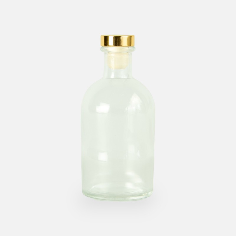 Luxe fles transparant met gouden dop - 250 ml