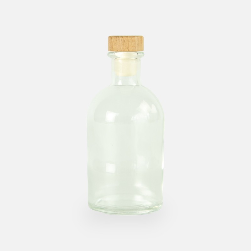 Bouteille de luxe transparant bouchon en bois - 250 ml