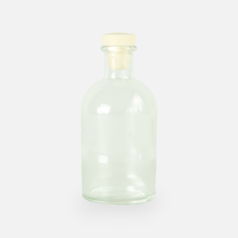 Luxe fles transparant met naturel dop - 250 ml
