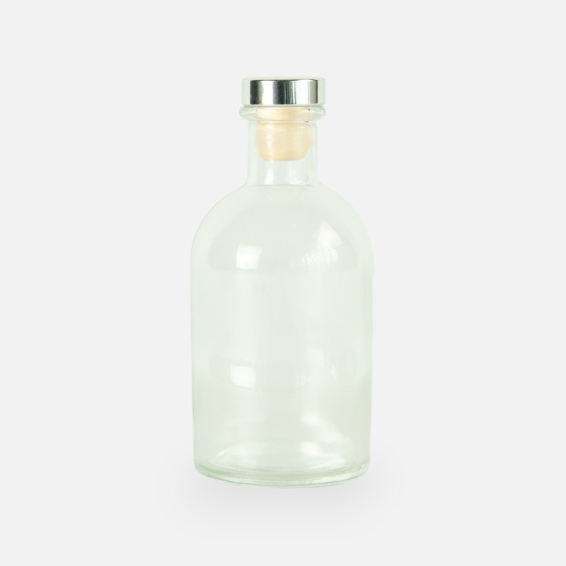 Luxe fles transparant met zilveren dop - 250 ml