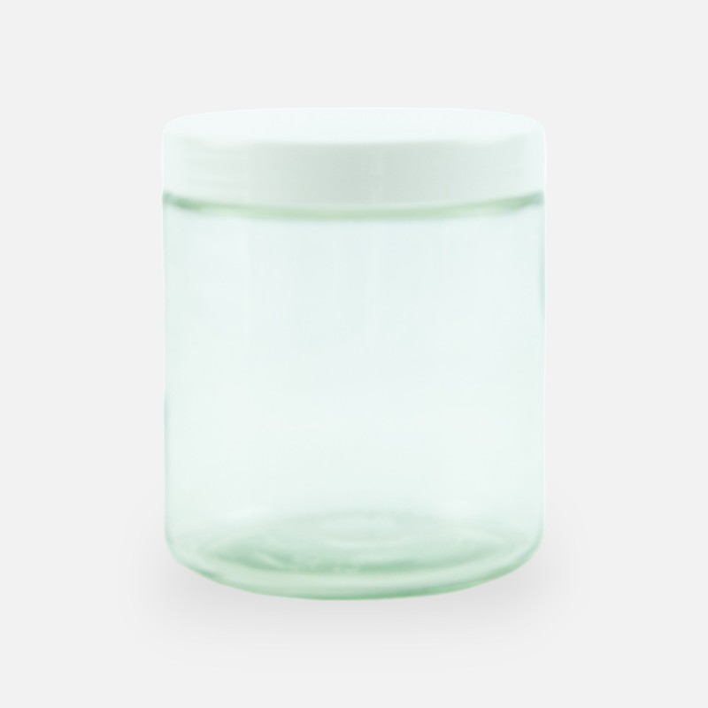 Glazen cylinder pot 740 ml met wit schroefdeksel
