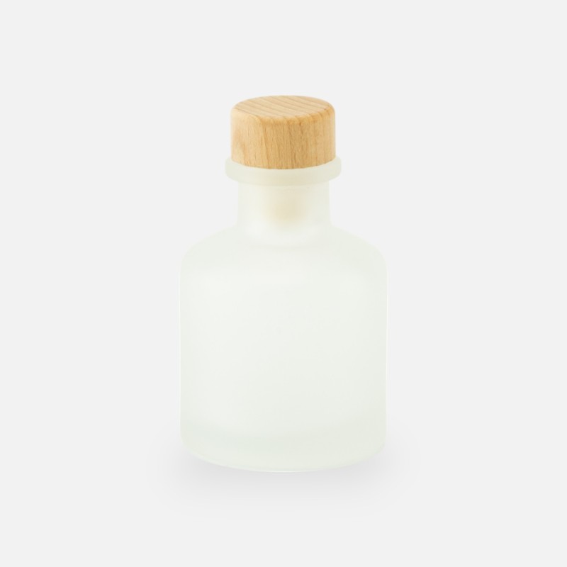 diffuseur de parfum 50ml avec bouchon en bois – blanc effet givré