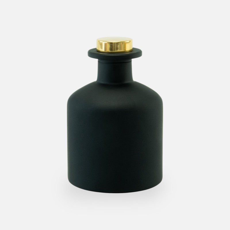 diffuseur de parfum 250ml avec bouchon en or – noir effet givré