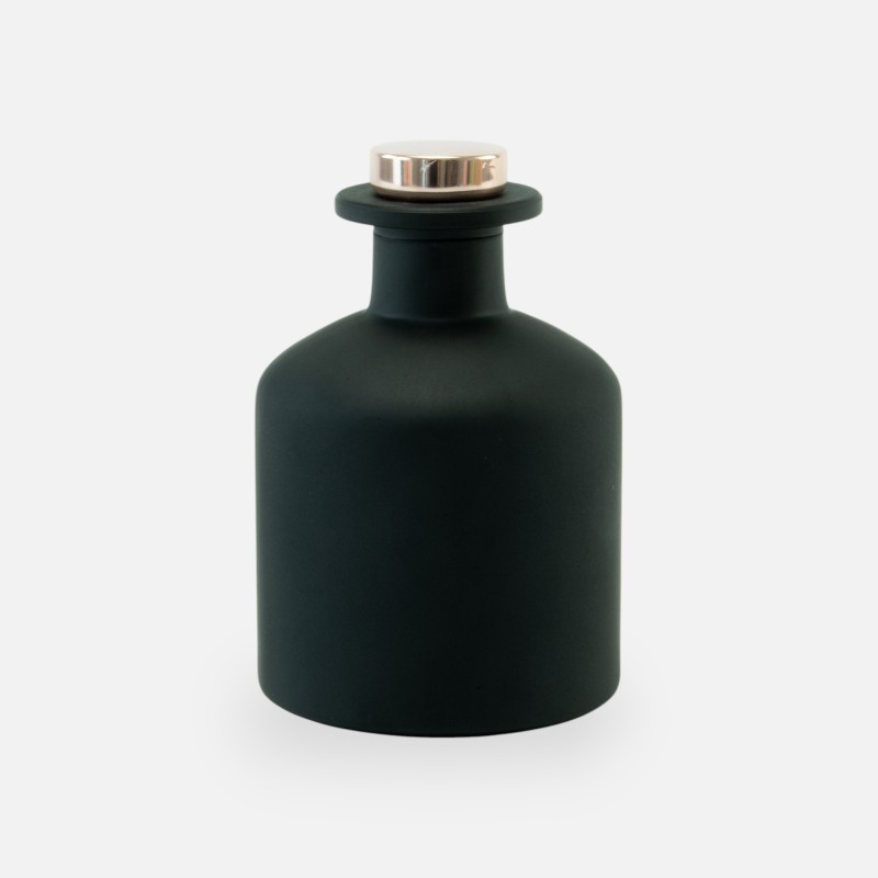 Geurfles 250ml met rose gold dop - frosted zwart