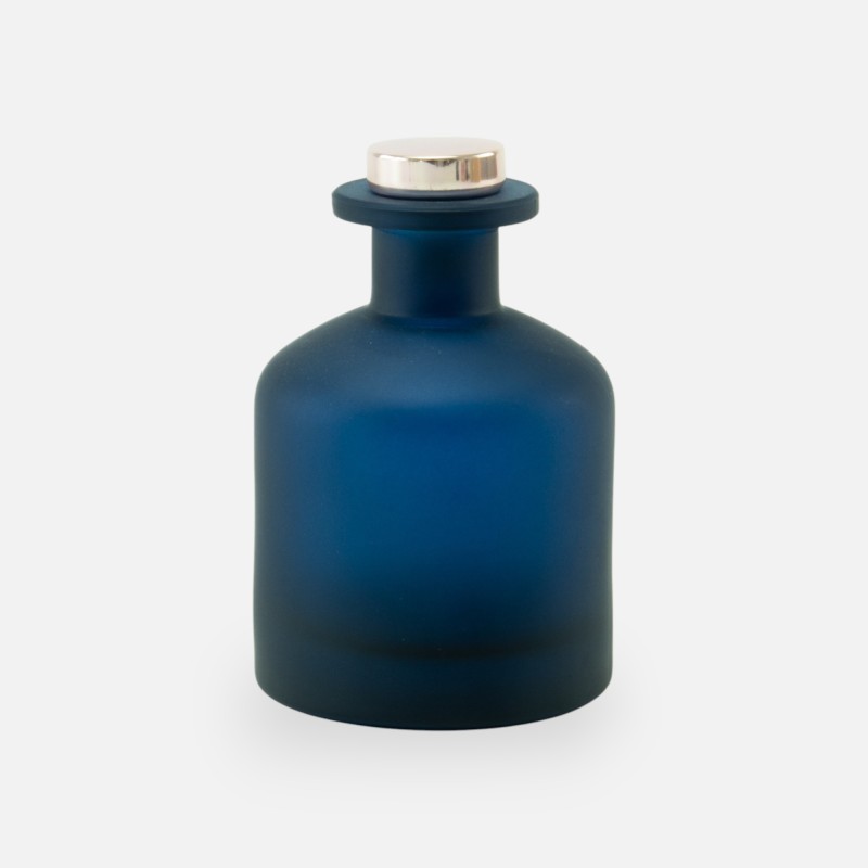 Geurfles 250ml met rose gold dop - frosted marineblauw
