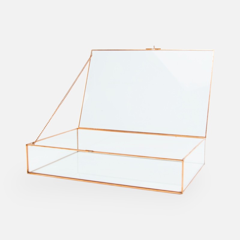 Giftbox rechthoek glas large rosé goud