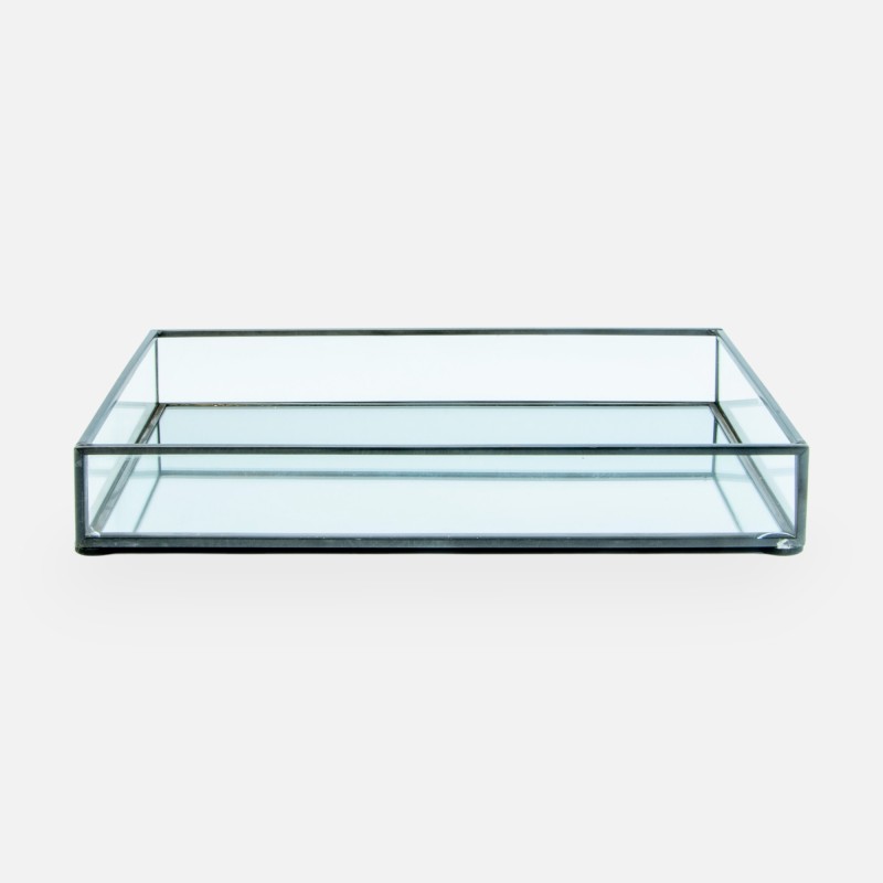 Dienblad rechthoek in glas small zwart