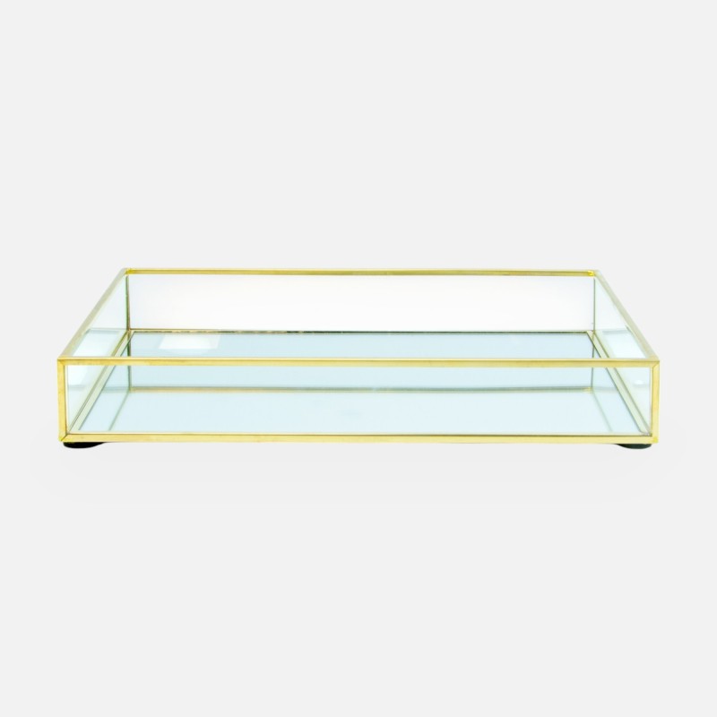 Dienblad rechthoek in glas small goud