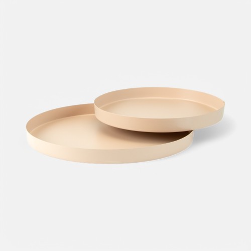 Set van 2 metalen dienbladen rond - blush