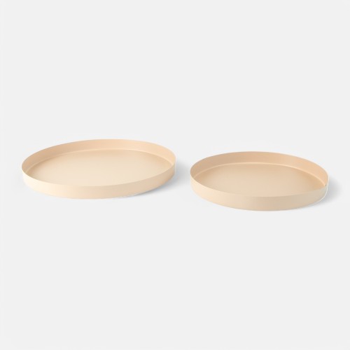 Set van 2 metalen dienbladen rond - blush