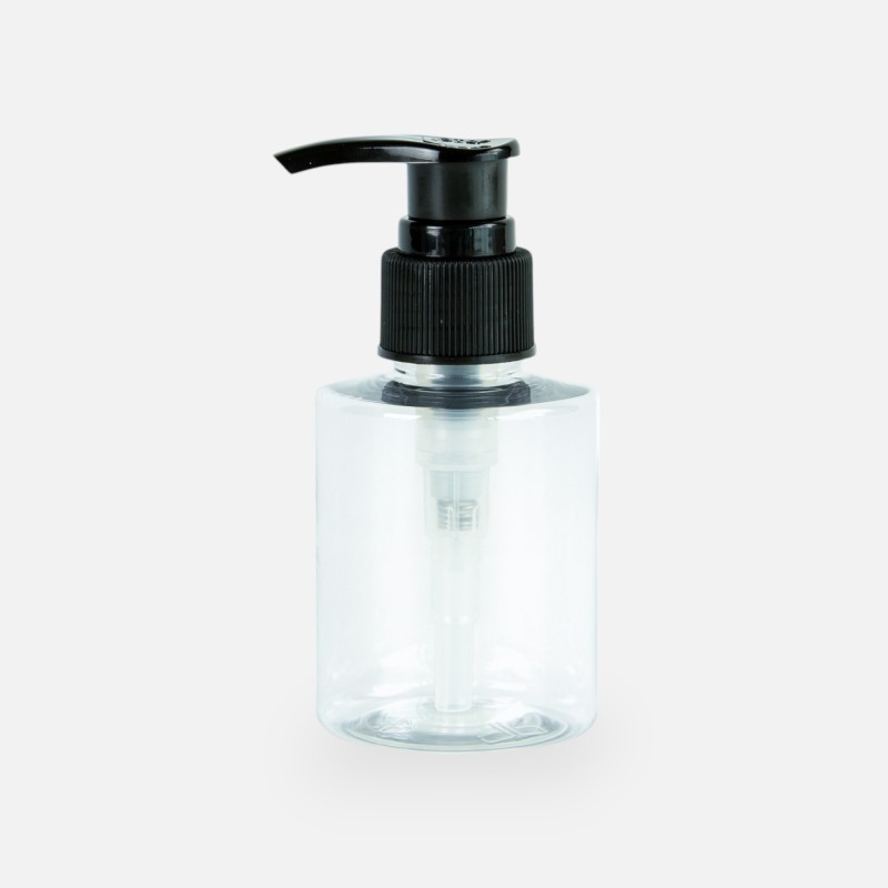 Zeepdispenser cylinder 100 ml transparant/zwart