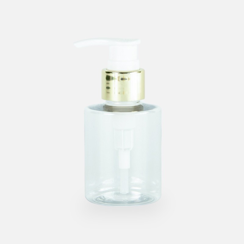 Zeepdispenser cylinder 100 ml transparant goud metallic