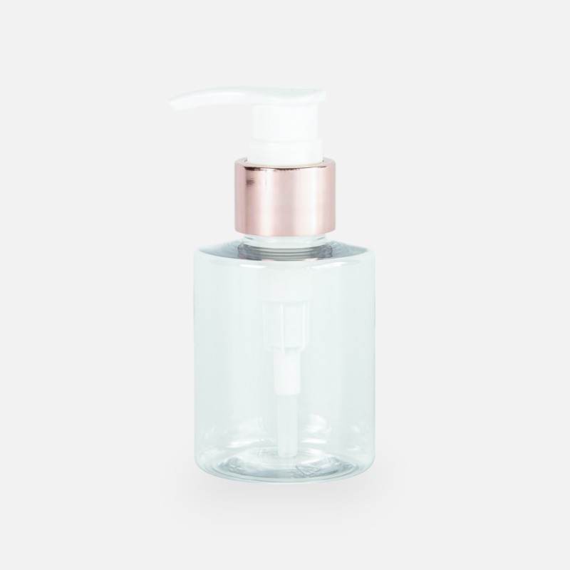 Zeepdispenser cylinder 100 ml transparant rosé goud