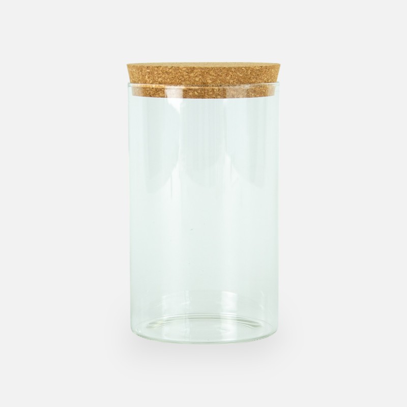 Glazen cylinder pot met kurkstop