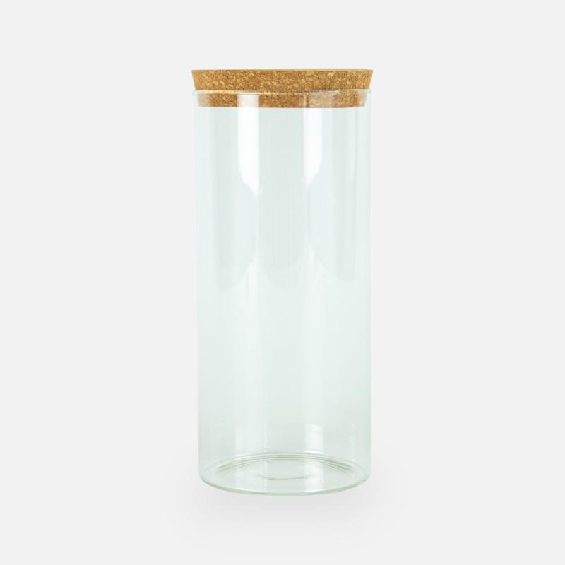 Glazen cylinder pot met kurkstop