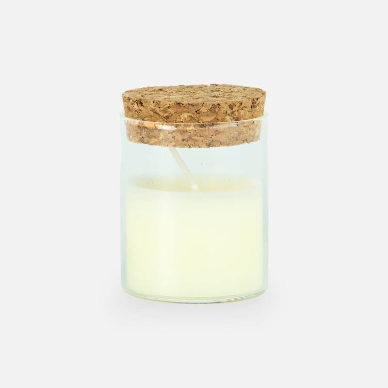 Cylinder potje met kaars en kurkstop