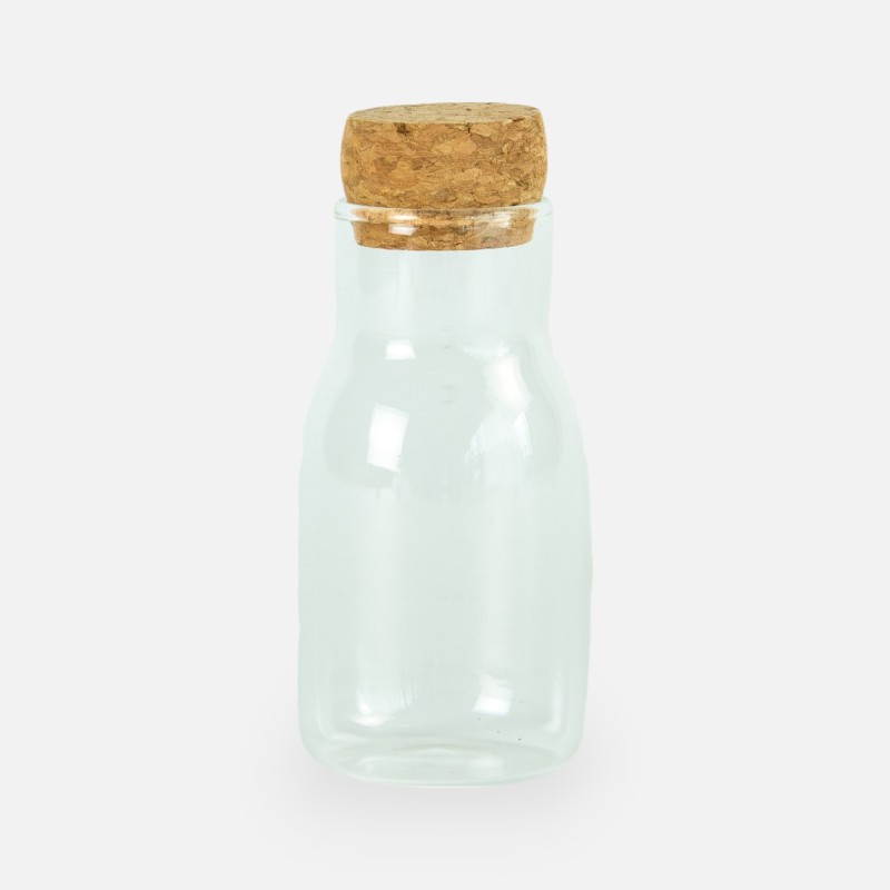 Glazen flesje met ronde kurk