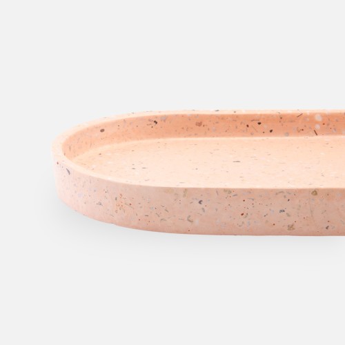 Terrazzo dienblad ovaal large - blush