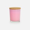 Geurkaarsje (rozegeur) roze glas met kurkdeksel