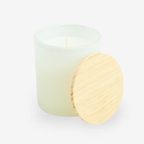 Bougie parfumée blanc avec couvercle bois - medium