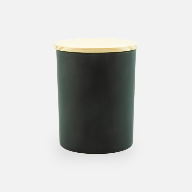 Bougie parfumée noir avec couvercle bois - small