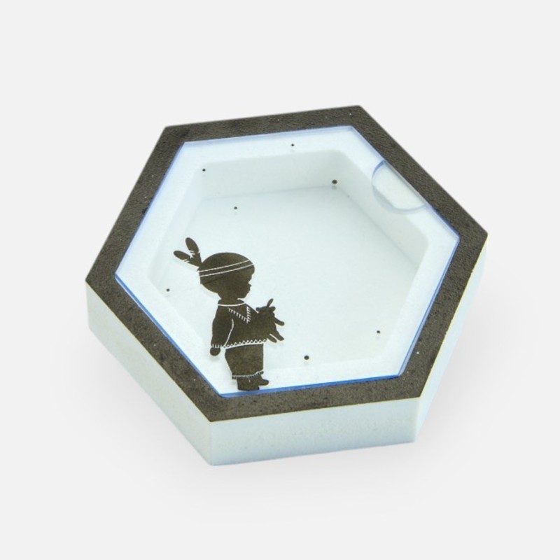 doosje acryl zeshoek jongen zwart