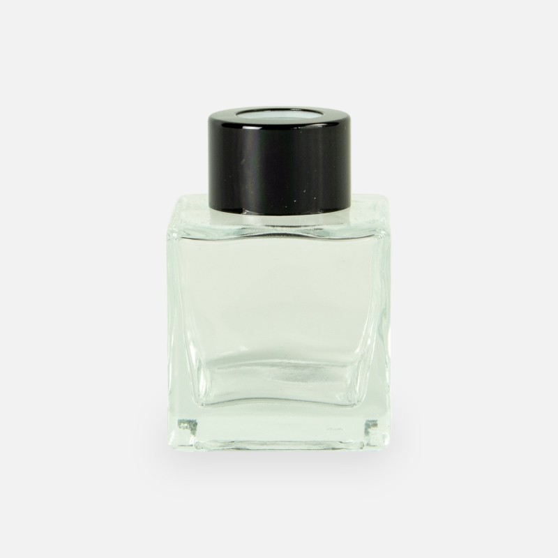 Parfumflesje vierkant 50 ml met zwarte schroefdop