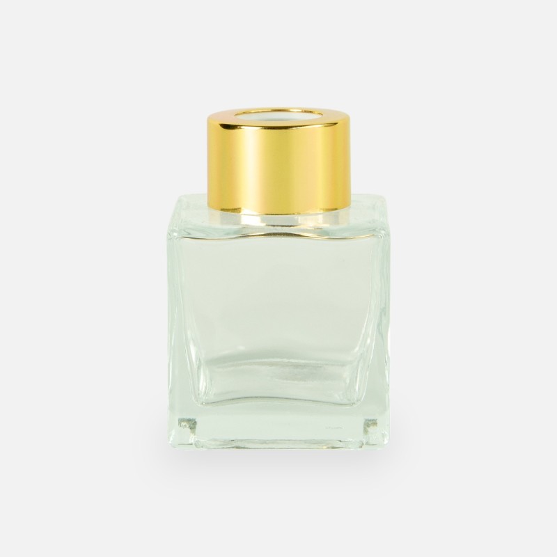 Parfumflesje vierkant 50 ml met gouden schroefdop