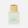 Parfumflesje vierkant 50 ml transparant met houten schroefdop