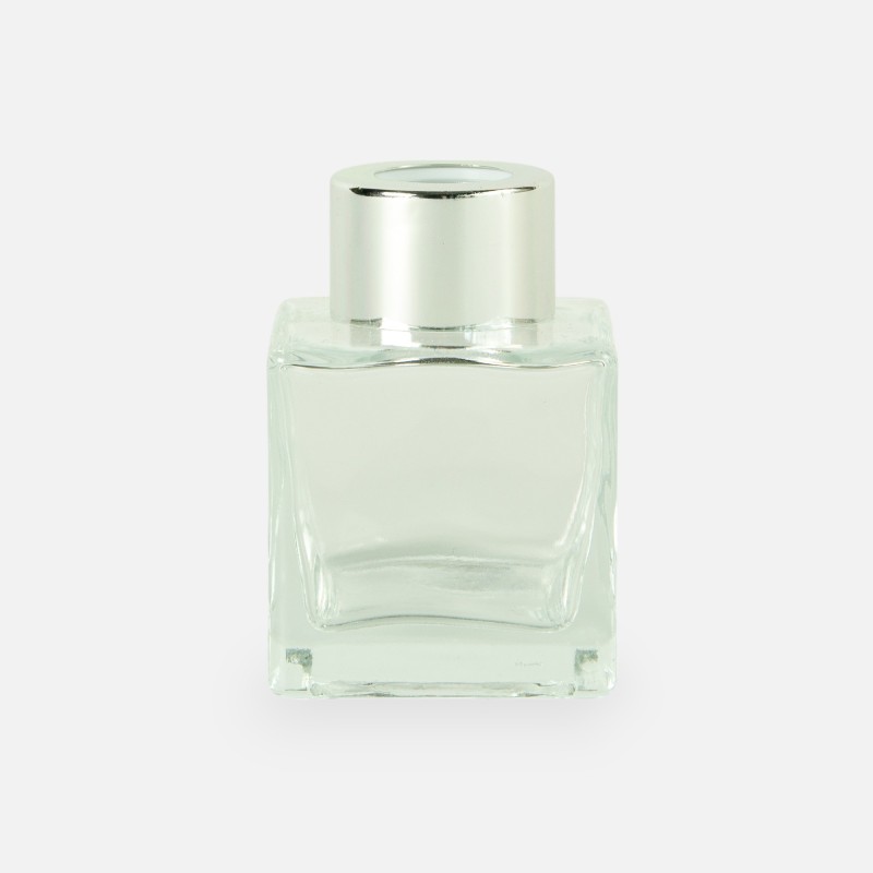 Parfumflesje vierkant 50 ml met zilveren schroefdop