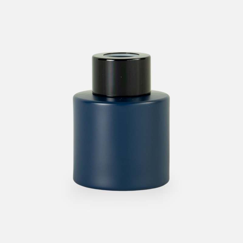 Parfumflesje cylinder 50ml marineblauw met zwarte schroefdop