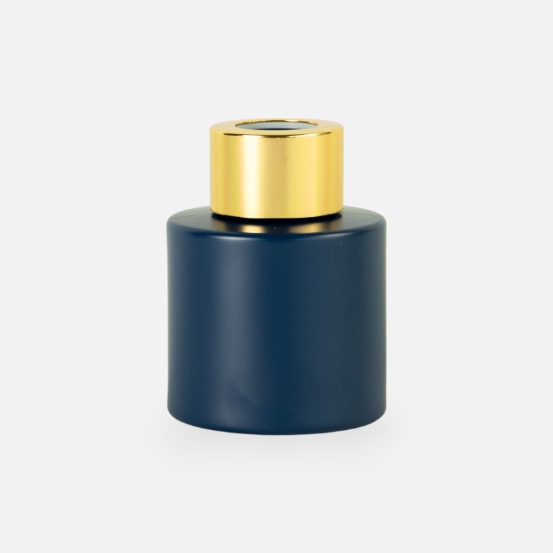 Parfumflesje rond marineblauw met gouden schroefdop - 50ml