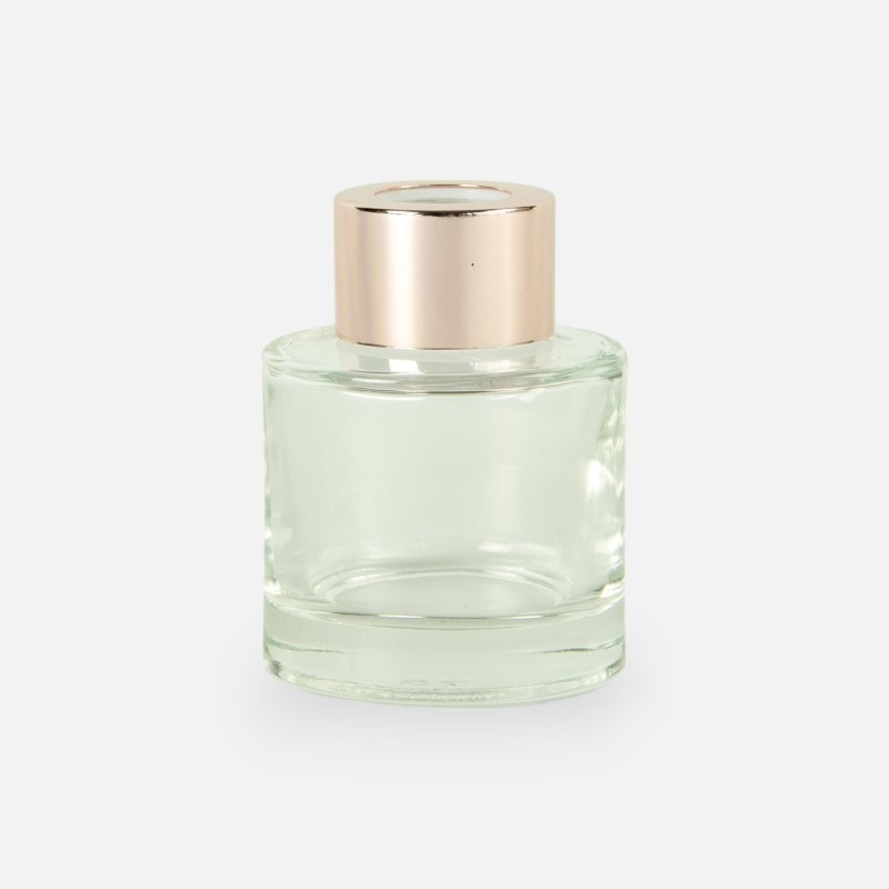 Parfumflesje cylinder 50 ml met "rose gold" schroefdop