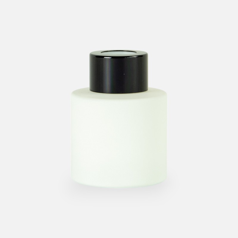 Parfumflesje cylinder 50 ml wit met zwarte schroefdop