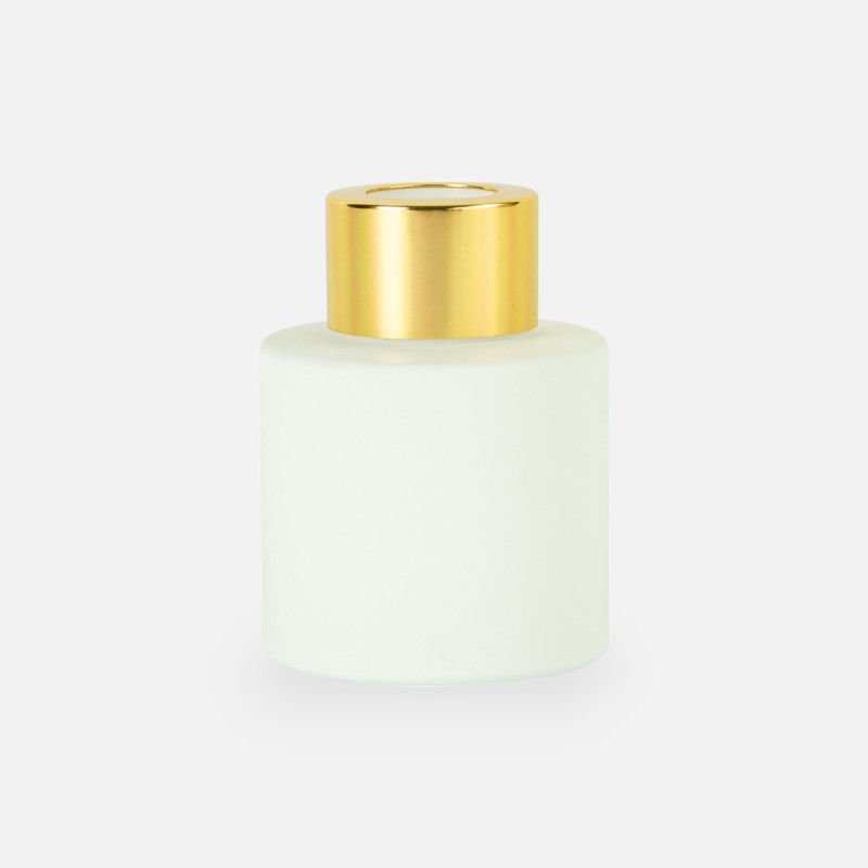 Parfumflesje cylinder 50 ml wit met gouden schroefdop
