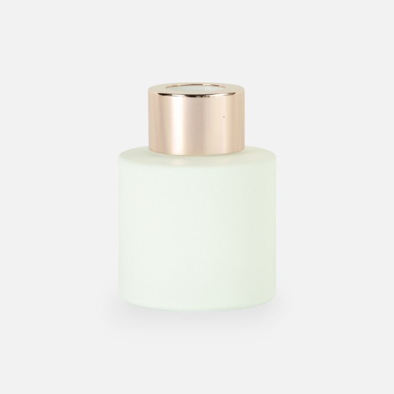 Parfumflesje cylinder 50 ml wit met "rose gold" schroefdop