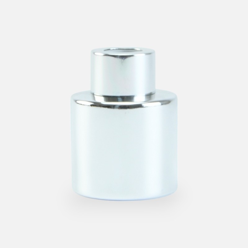 Parfumflesje cylinder 50 ml zilver met zilveren schroefdop