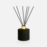 Set parfumfles cylinder 200ml zwart met gouden schroefdop + geurstokjes