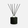 Set parfumfles cylinder 200ml zwart met zilveren schroefdop + geurstokjes