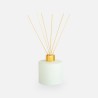 Set parfumfles cylinder 200 ml wit met gouden schroefdop + geurstokjes