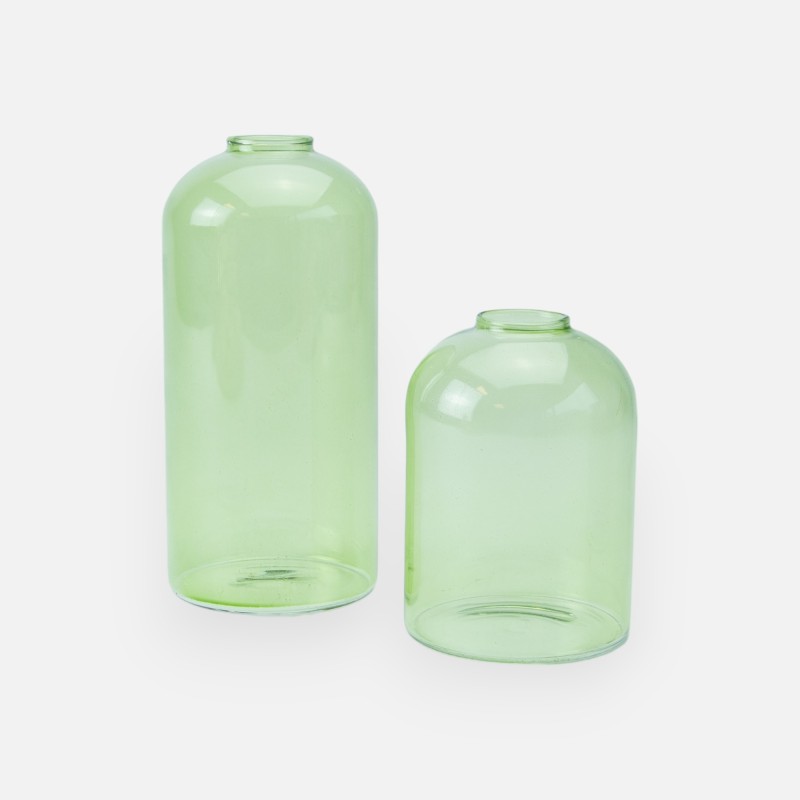Set van 2 glazen vazen - zijdegroen